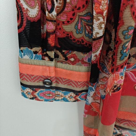 Chico's Travelers Printed Mesh Shirt Jacket Size XL / 3 Button Front Shacket - Picture 7 of 9